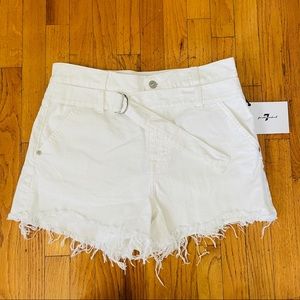 7 for All Mankind white denim shorts